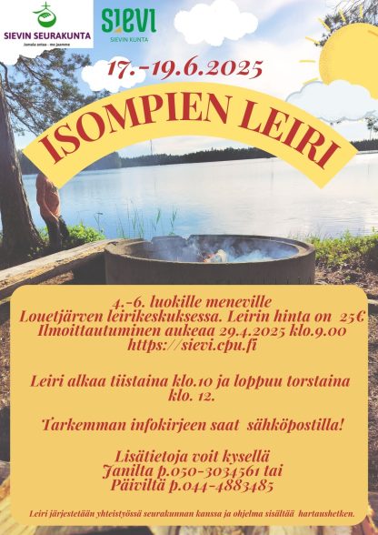 Isompien leiri 17.-19.6.2025 4-6. luokille meneville