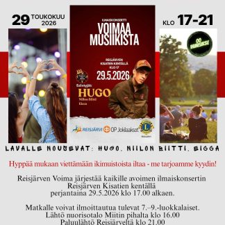 Hugon keikka Reisjärvellä 29.5.2026