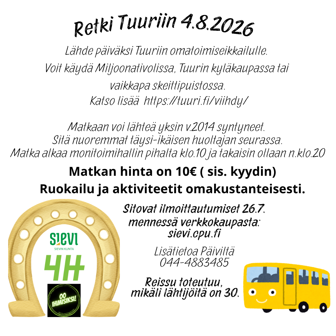 Päiväreissu Tuuriin 4.8.2026