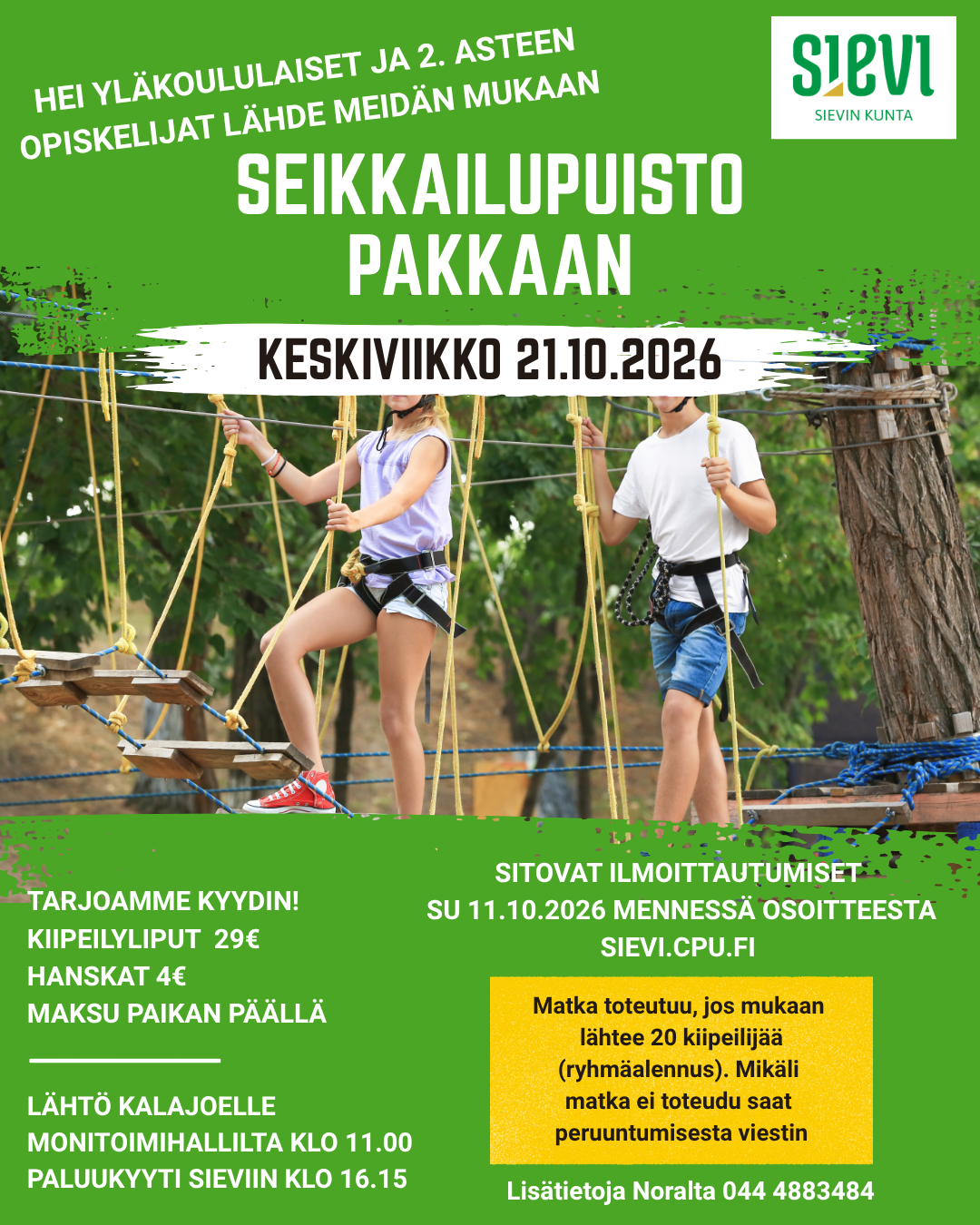 Reissu seikkailupuisto pakkaan