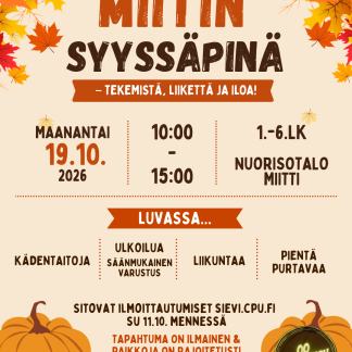 Miitin Syyssäpinä 1.-6.lk -Tekemistä, liikettä ja iloa!